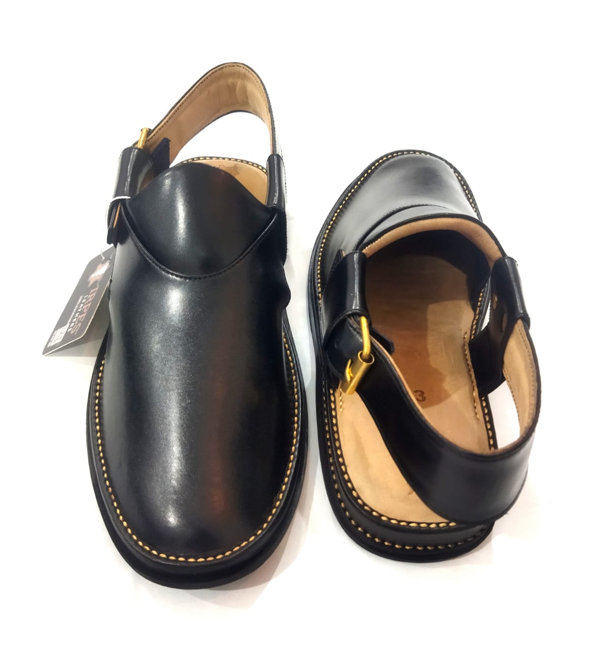 Black Jeans Peshawari Chappal