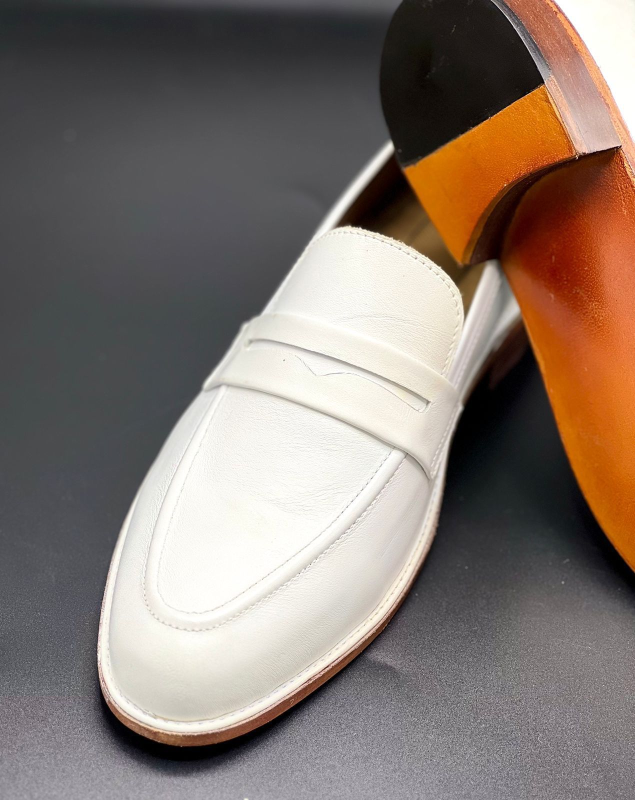 Plain White Laether Sole Shoe