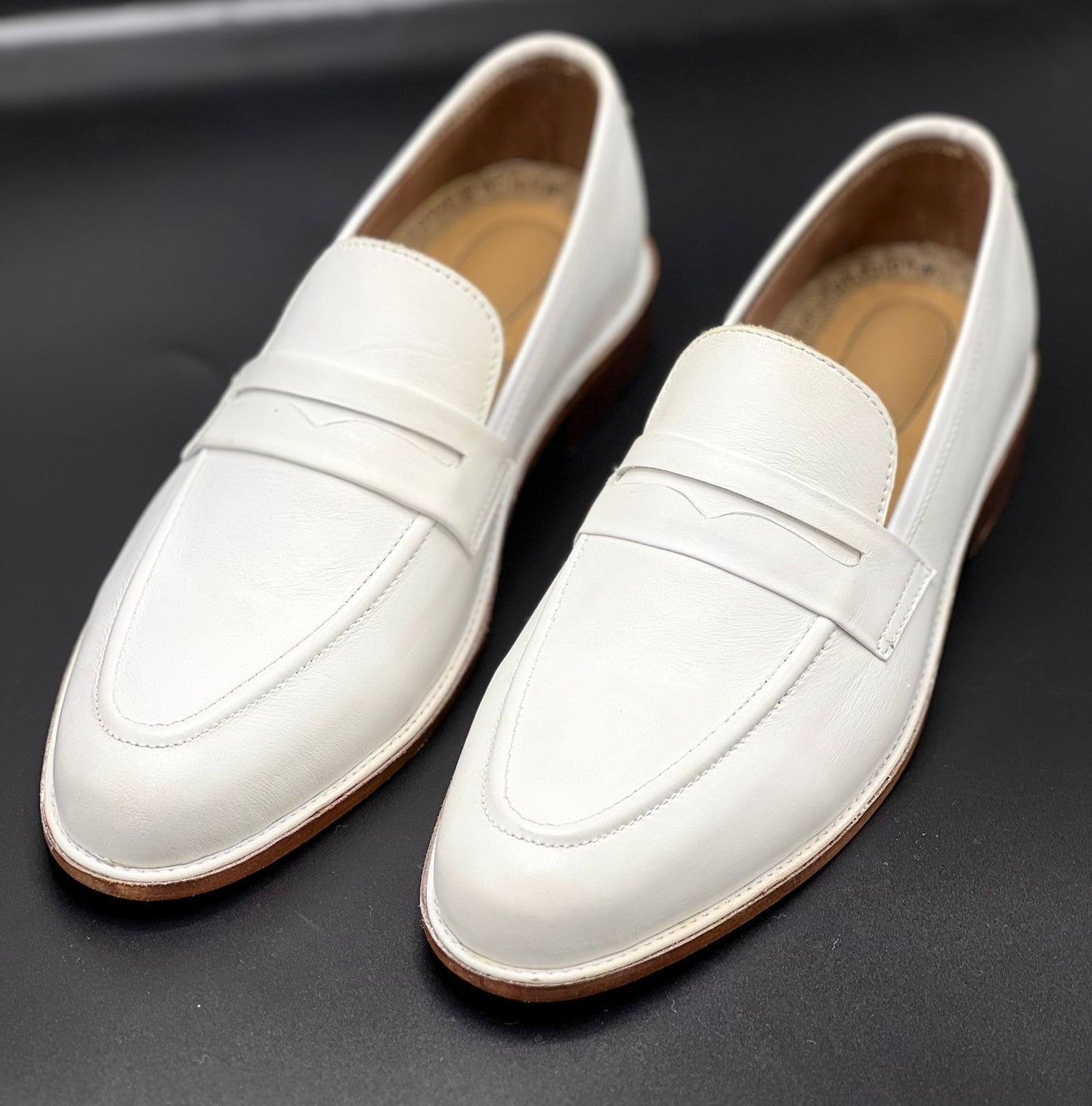 Plain White Laether Sole Shoe