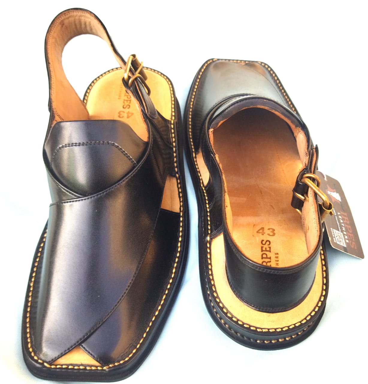 Zardari Black Peshawari Chappal