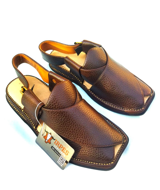 Zardari Peshawari Chappal Brown Texture