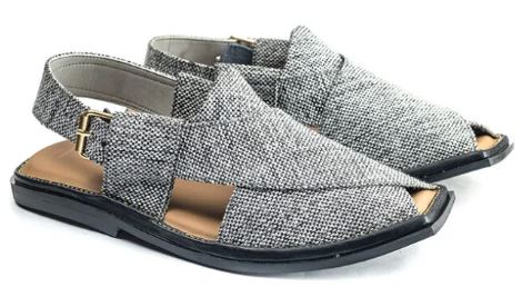 Grey Texture Fabric Peshawari Chappal