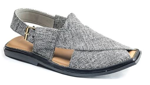 Grey Texture Fabric Peshawari Chappal