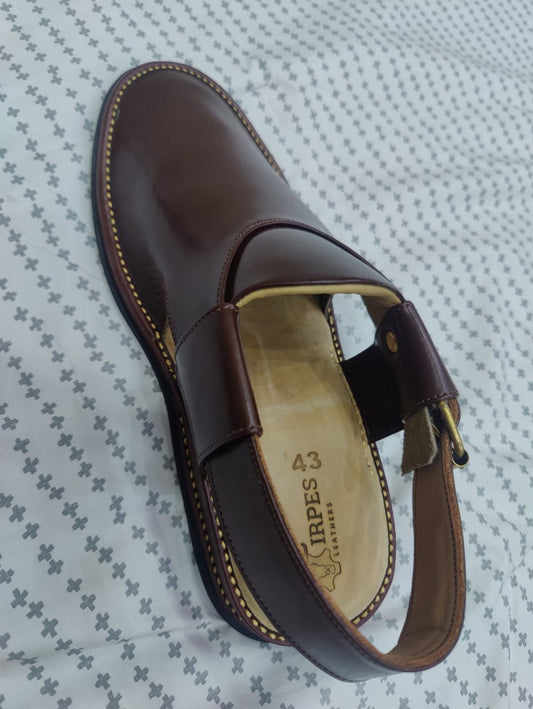 Brown Jeans Peshawari Chappal